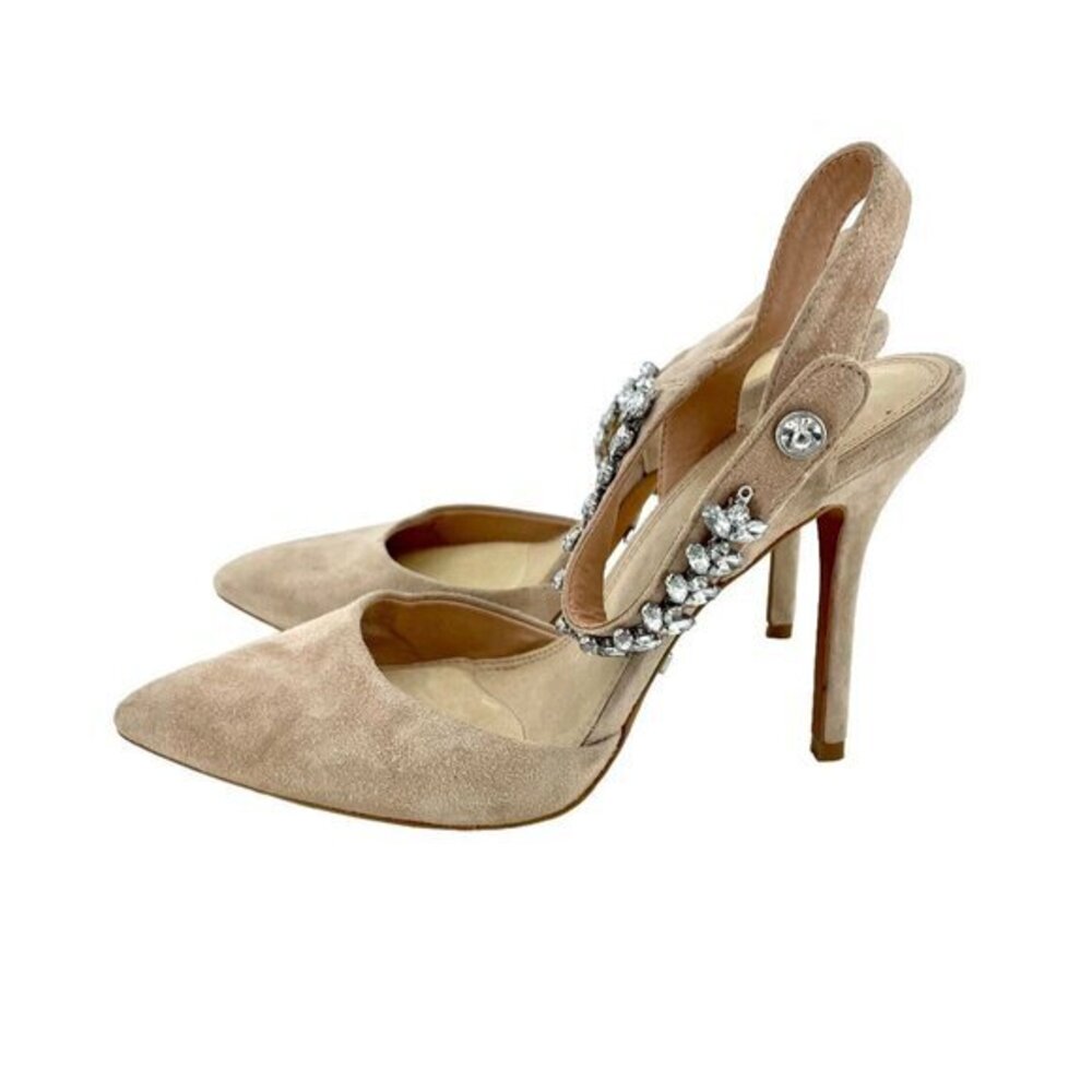 Topshop Gem Embellished Court Pink Suede Dress Heels Pumps SZ 39 EU New